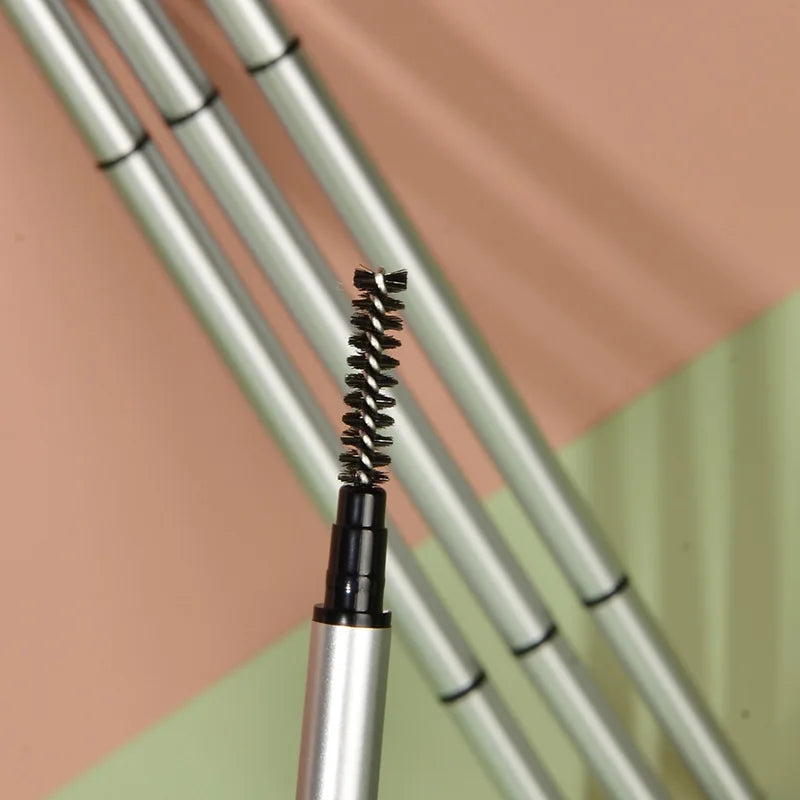 eye makeup 5 colors silver round brow pencil with brush long lasting 2 in 1 eyebrow pencil
