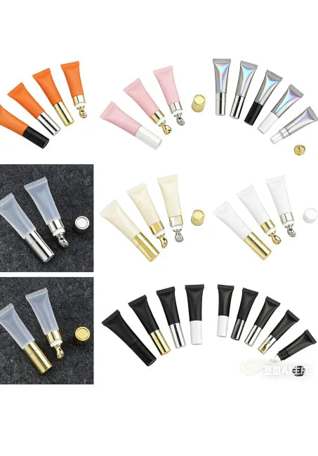 15ml Package Squeeze Plastic Tube Lip Balm Tube Metal Applicator Empty Lip Gloss Tube