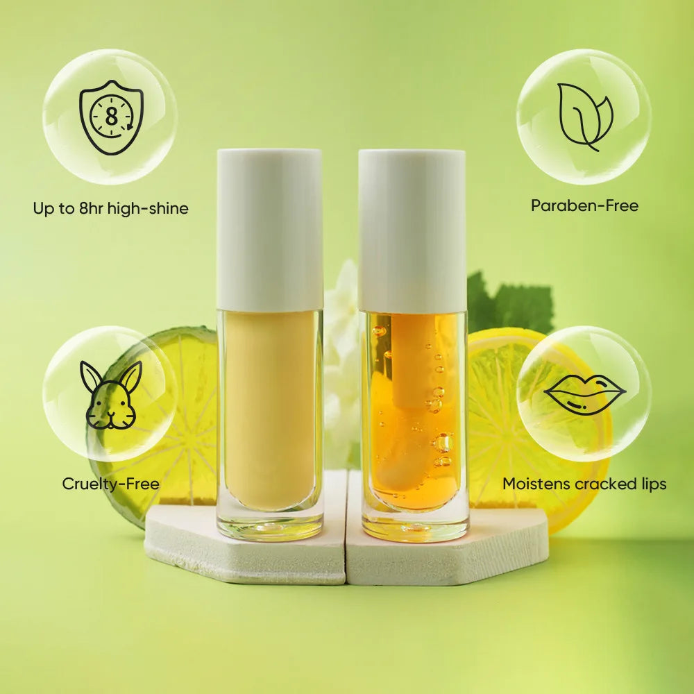 natural long lasting moisturizing shimmer fat lip care products vegan tinted lip oil