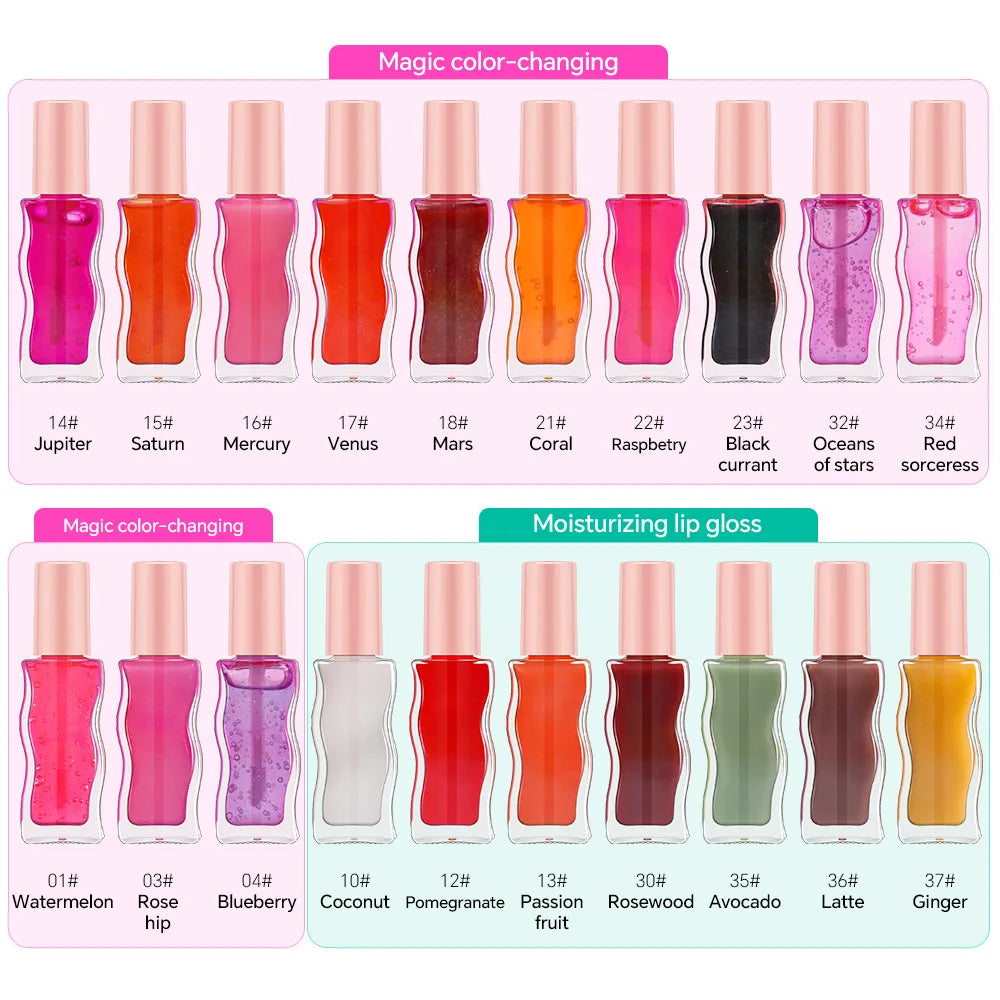 vegan glossy lip gloss color changing hydrating fruit flavor lipgloss