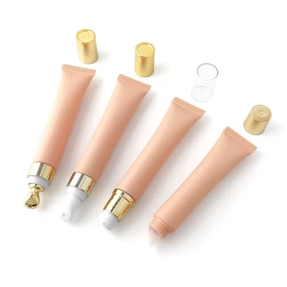 empty lipoil packaging lipgloss eye cream lotion squeeze plastic pink gold lip gloss tube