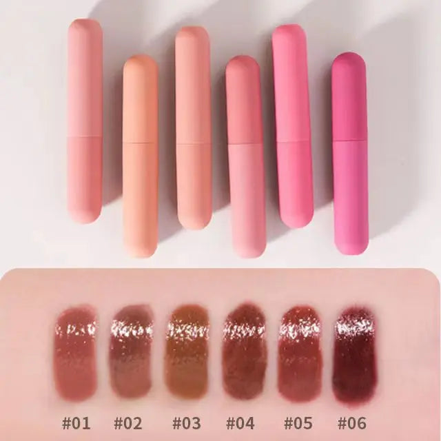 6 colors lip gloss nude pink mirror finish high shine smooth moisturizing gel lip tint