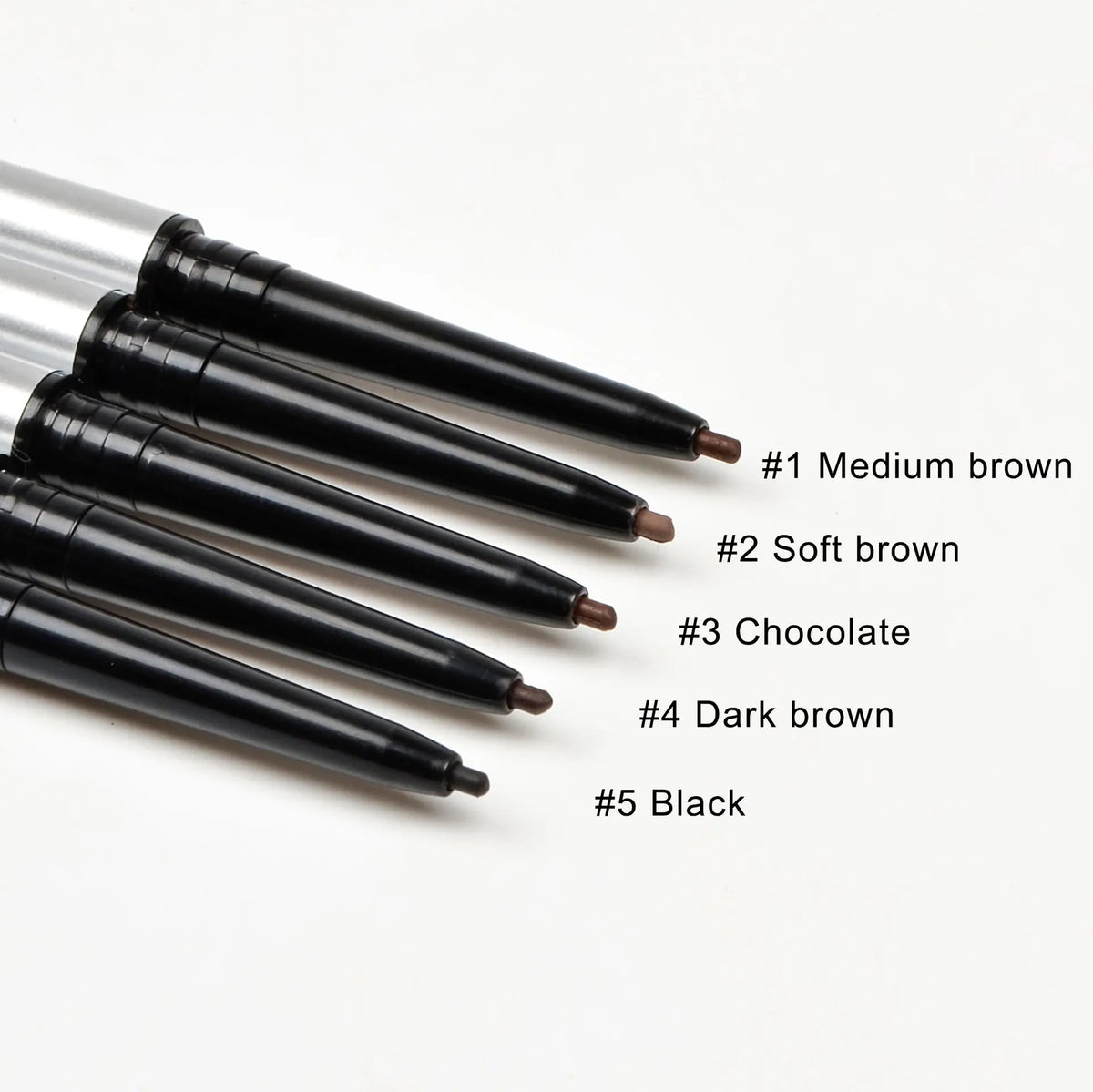 eye makeup 5 colors silver round brow pencil with brush long lasting 2 in 1 eyebrow pencil