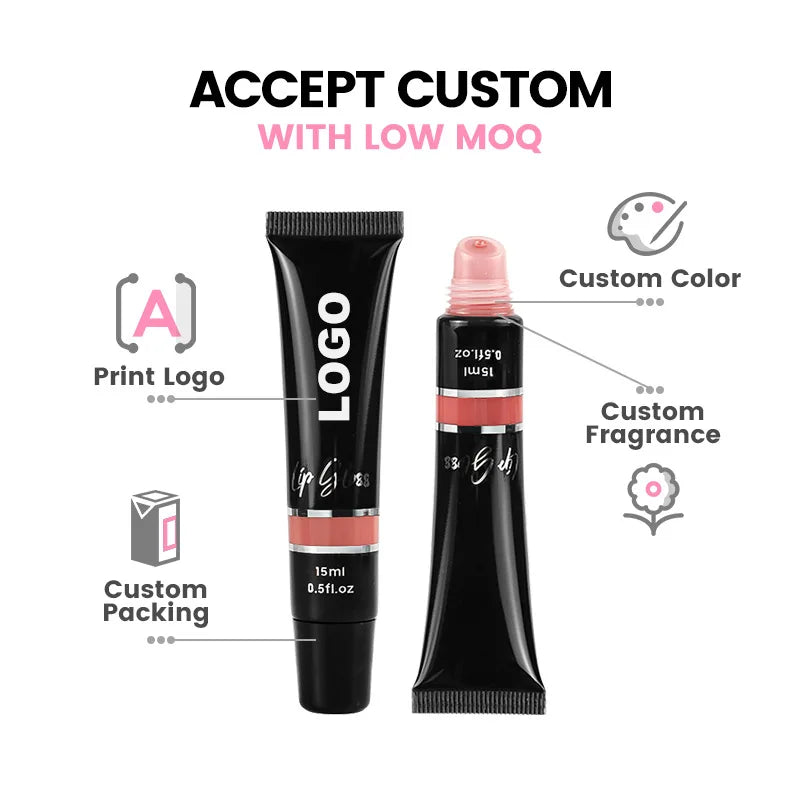 15ml black squeeze tube moisturizing nude glossy lipgloss makeup lip gloss