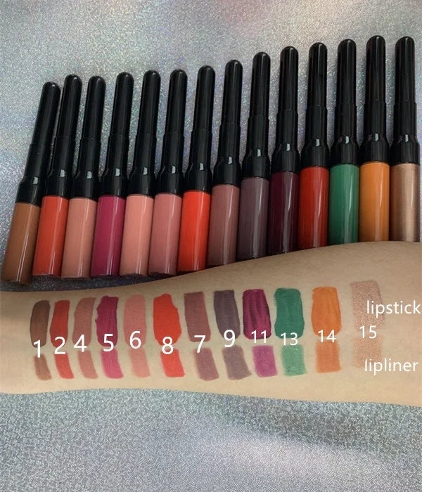 double head lipstick pencil 2 in 1 lip liner and lipstick cosmetics matte lipstick pencil