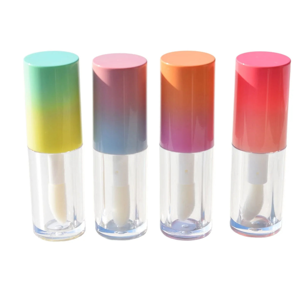 lipgloss tube cosmetics packaging plastic cute gradient color empty lip gloss oil lipstick tube with keychain