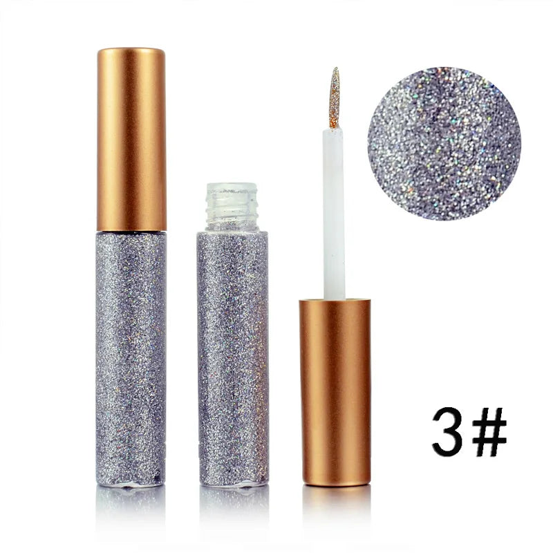 high pigment shinny liquid glitter eyeliner waterproof eyeliner vegan shimmer liquid eyeliner