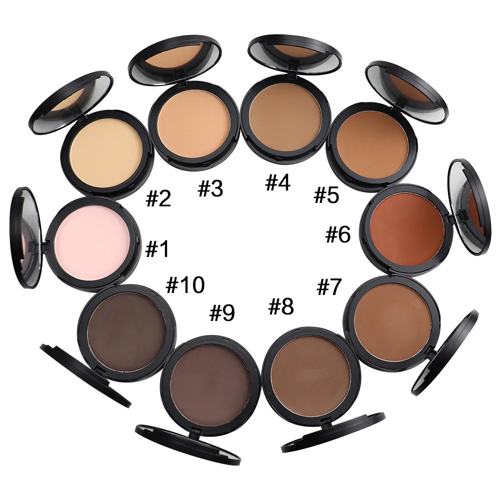 professional face makeup 10 colors round powder palette vegan cruelty free pressed face powder