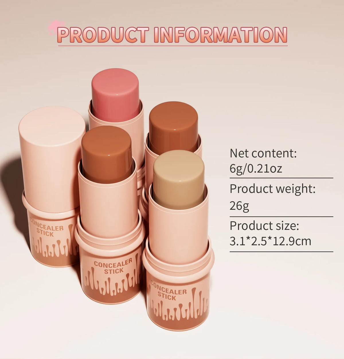 professional vegan waterproof long-wearing highlighter counter stick for bronzing highlighting makeup