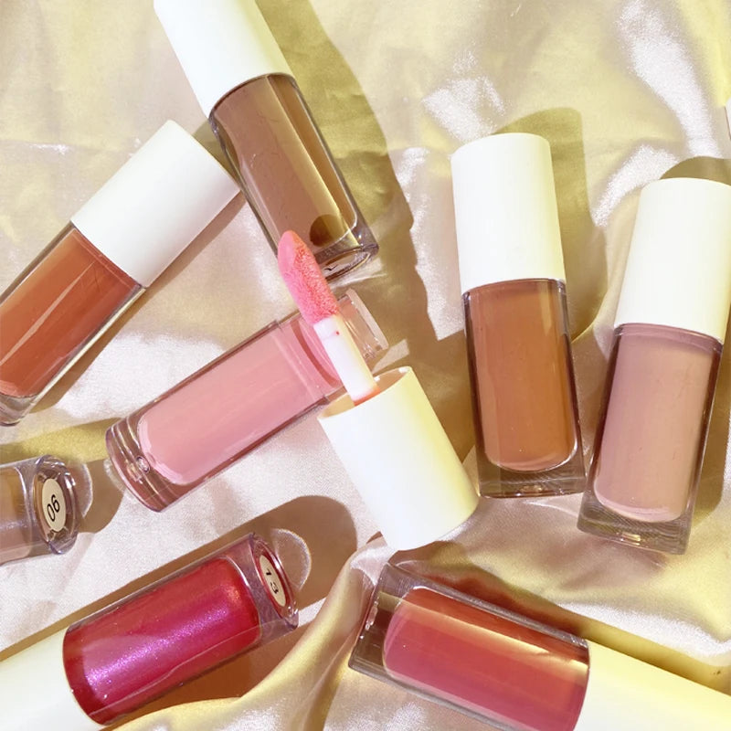 27 colors big brush round tube lip gloss nude shades smooth bright glossy moisturizing lip gloss