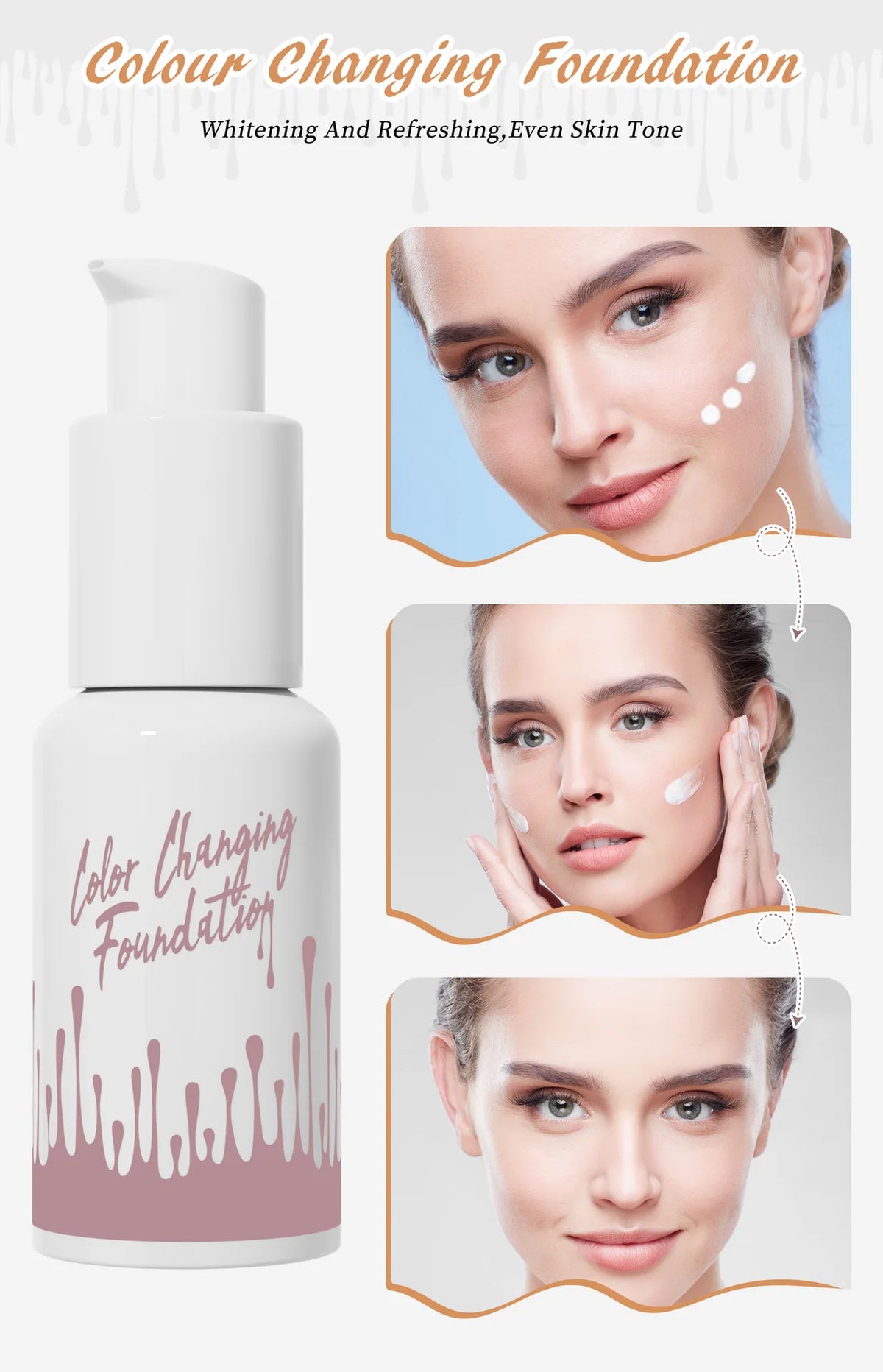 liquid foundation tinted serum vegan cruelty free waterproof face color changing foundation