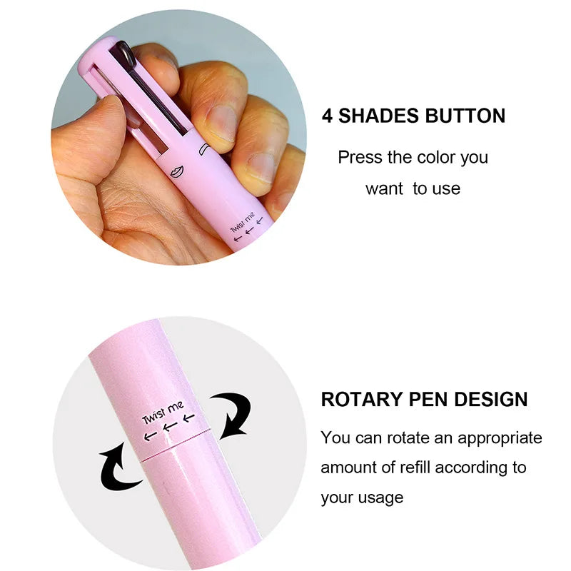 4-in-1 mineral makeup pen with 4 color eyebrow pencil eyeliner lip liner highlighter touch-up makeup