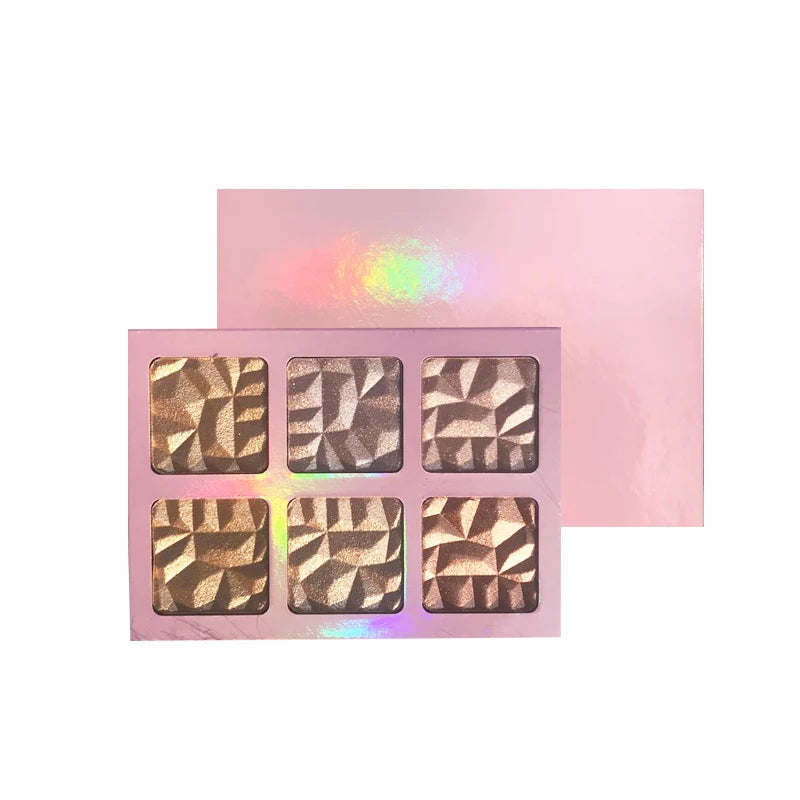 pressed powder illuminator highlighter palette 6-shade highlighter bronzer for face body makeup with glowing effect