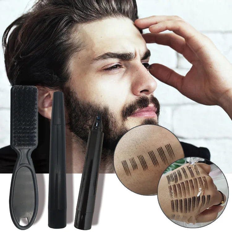 waterproof beard care pencil filler pen beard dye men beard pencil filling pen kit with brush
