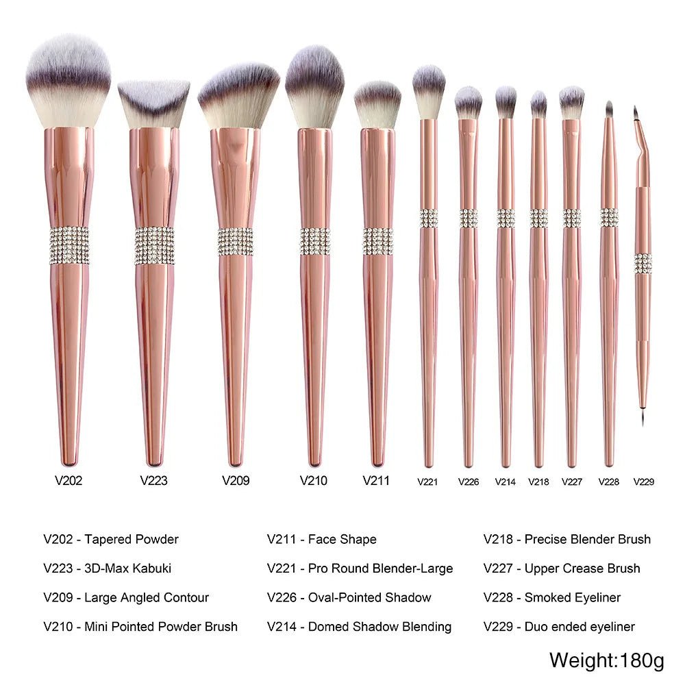makeup brush set 14pcs premium cosmetic brush foundation blush concealer eyeshadow eyebrow highlight pink make up brush