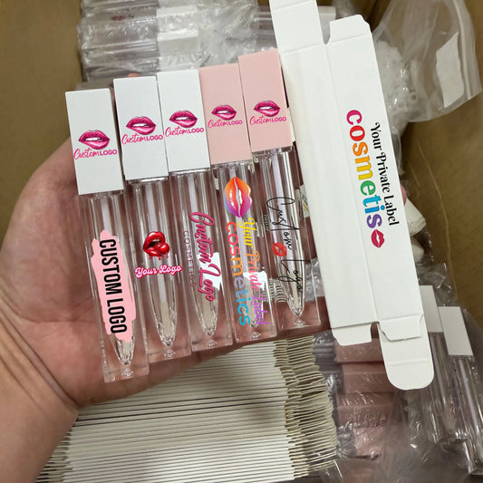 Empty clear slim plastic lip gloss tubes with applicator