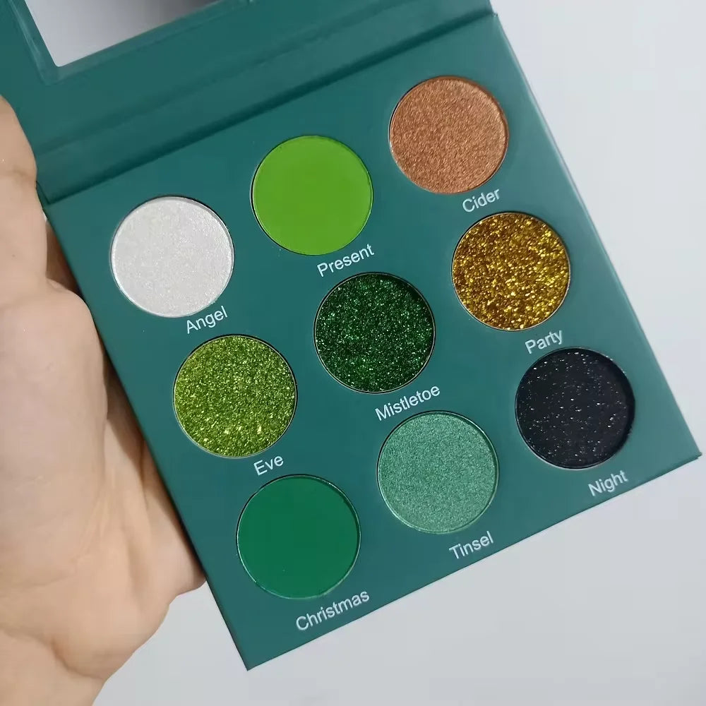9-color vegan matte shimmer glitter eyeshadow palette