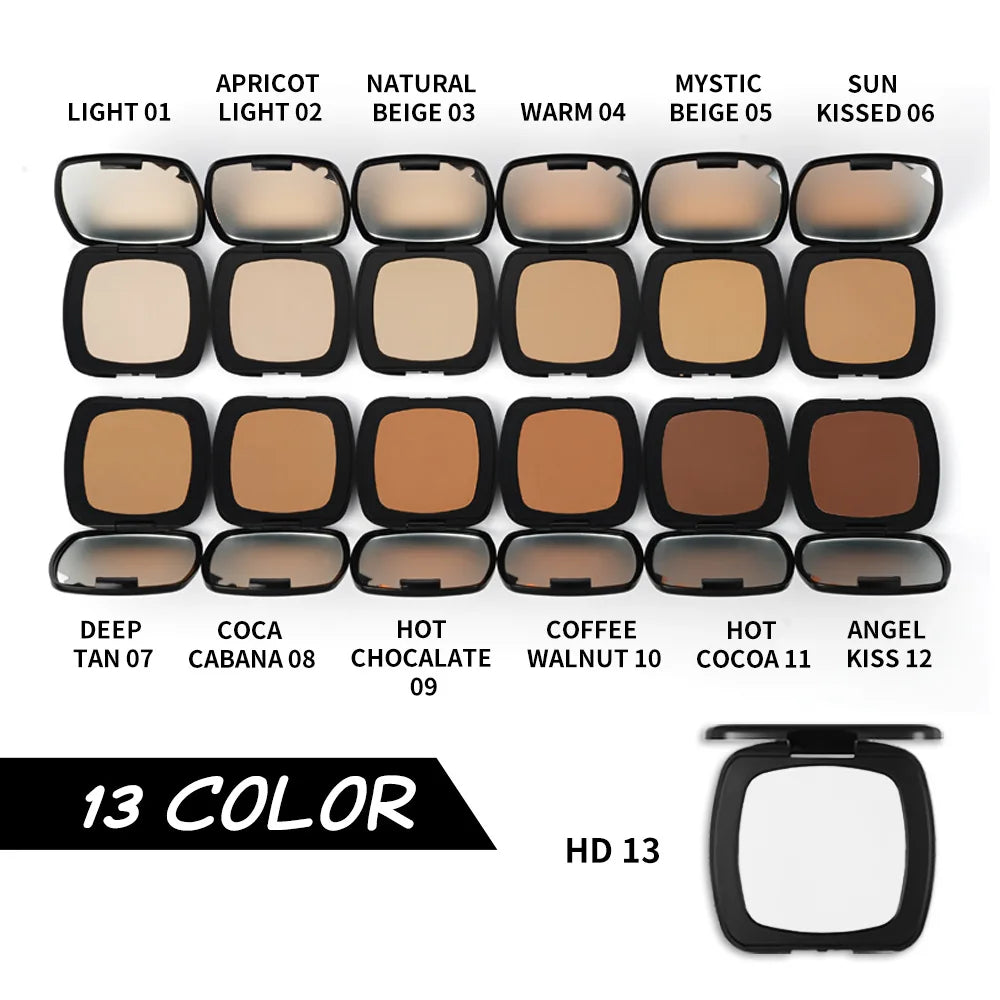black powder 13 colors smooth long lasting waterproof matte finish compact powder