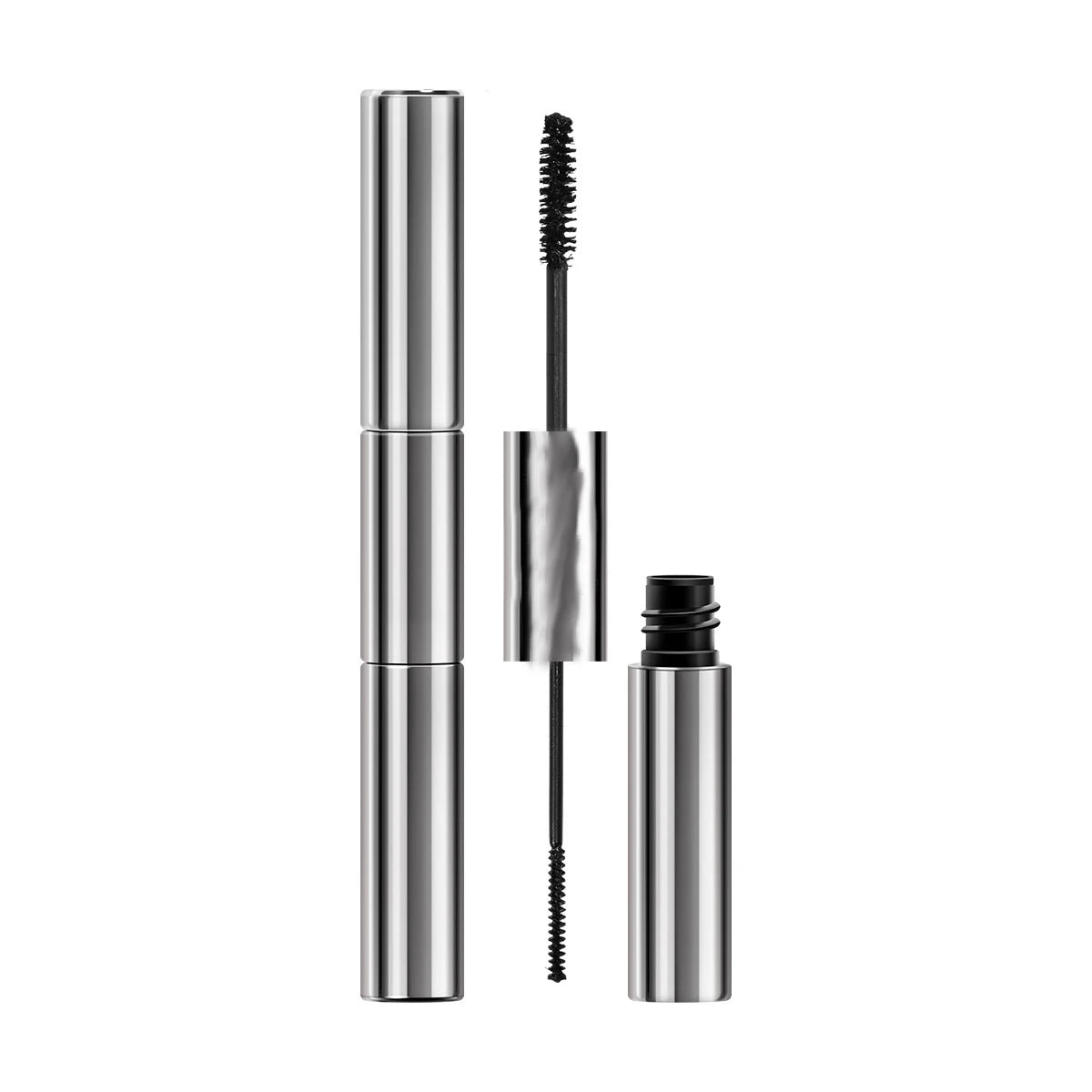silver tube 2 in 1 double-side fiber mascara 4d eyelash waterproof organic volume vegan eye lash mascara