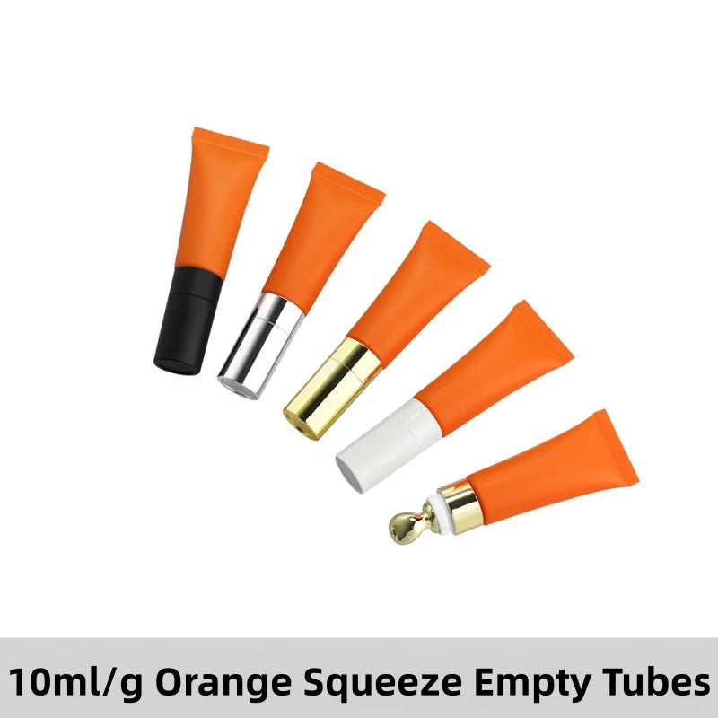 cosmetics package 10ml mixed color hose tube metal applicator ceramic head squeeze lip gloss empty tube