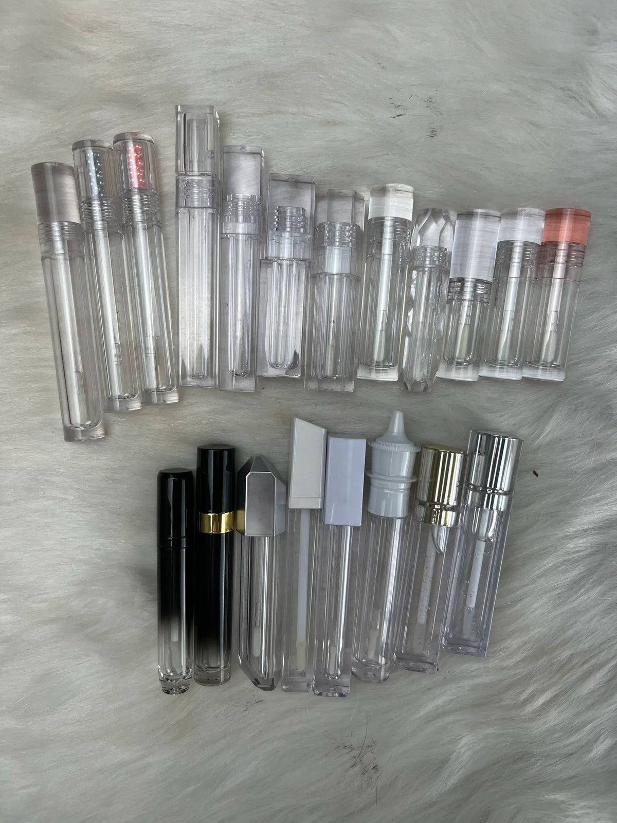 flat doe foot applicator cylinder lip gloss container full clear transparent lipgloss tubes with brush