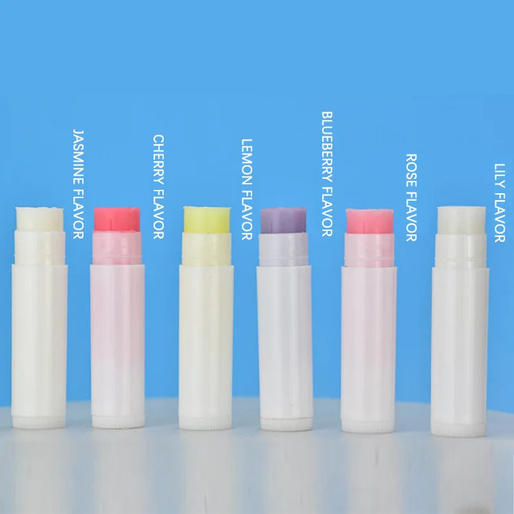 6 colors multi-flavor moisturizing lip care fruity scented white black container lip balm