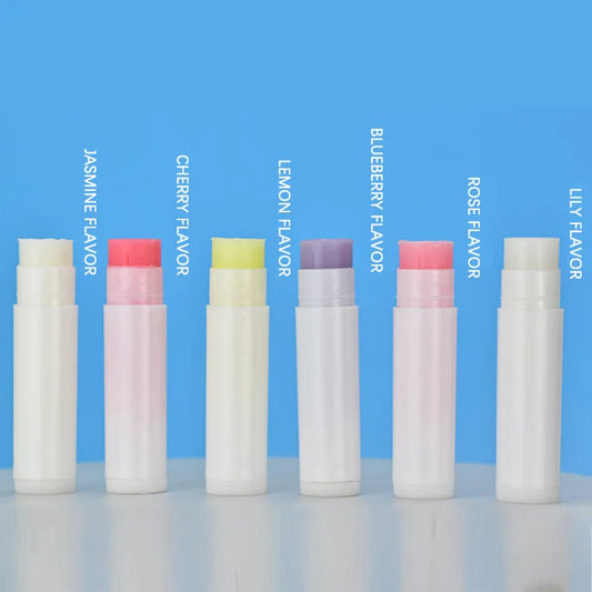 6 colors multi-flavor moisturizing lip care fruity scented white black container lip balm