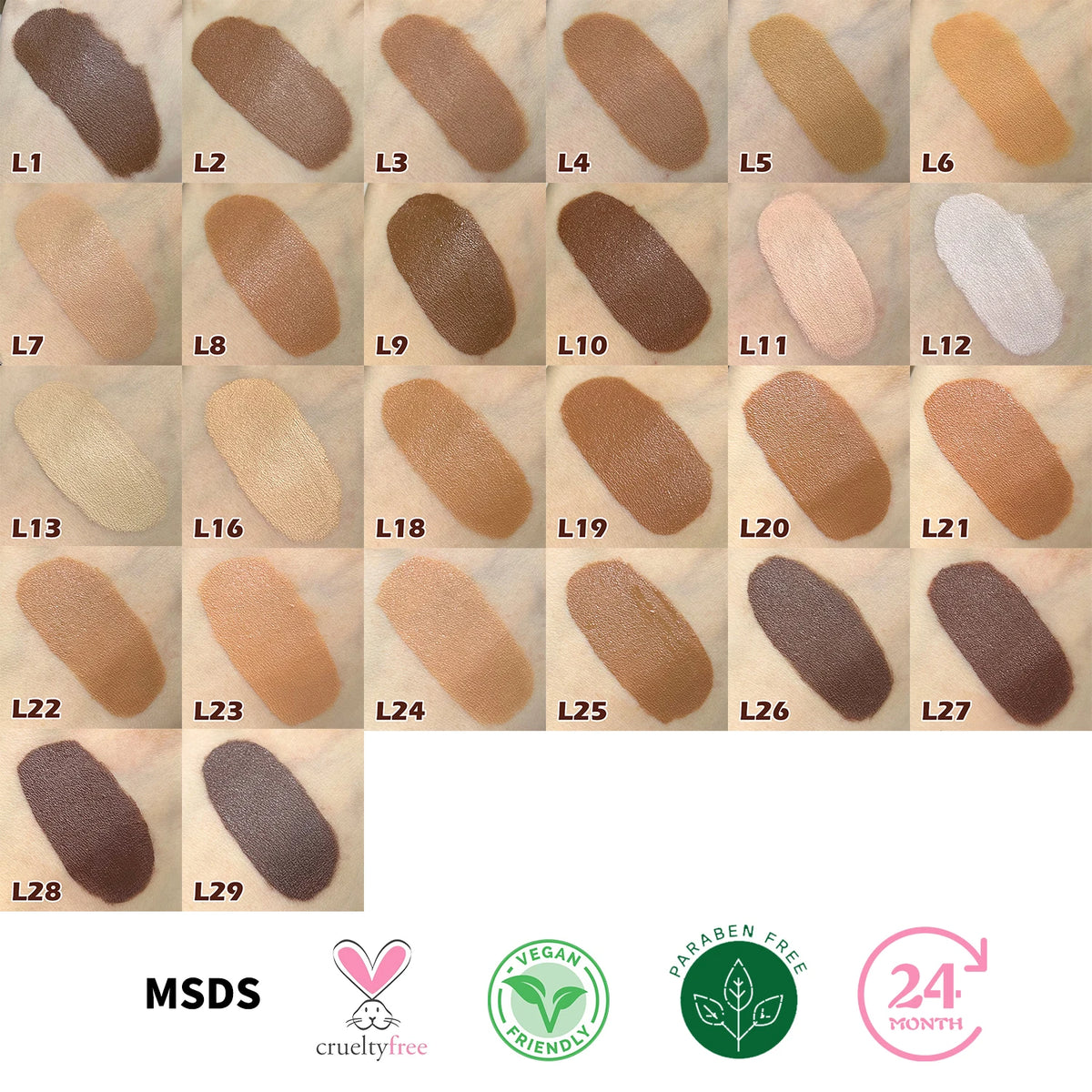 high quality 29 colors foundation full coverage waterproof long lasting hydrating matte liquid foundation