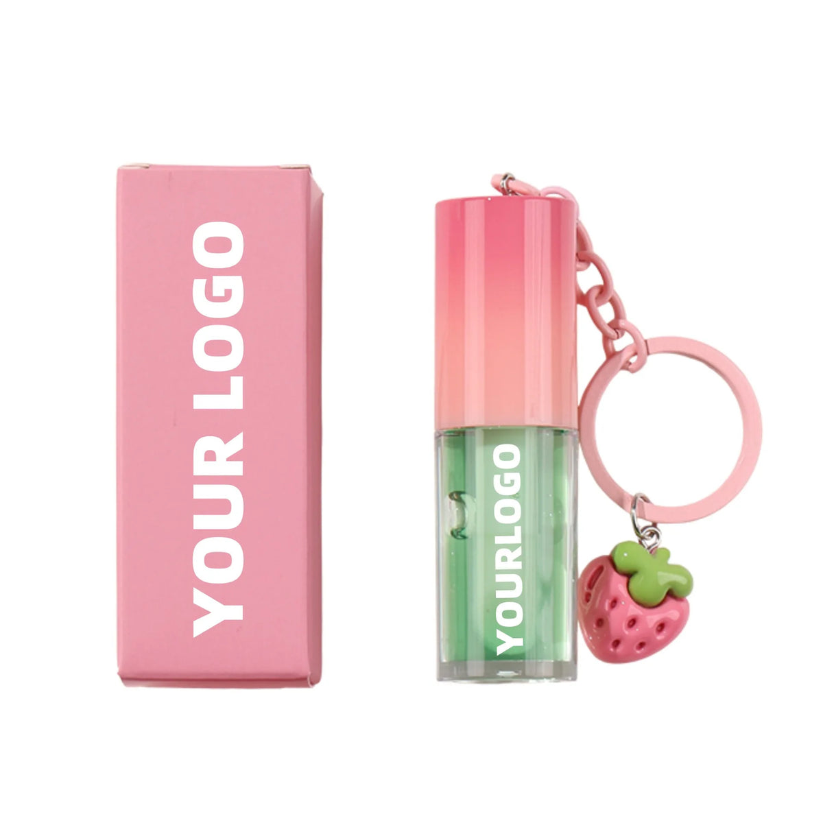 strawberry keychain moisturizing vegan fruit flavor moisture lip glow oil lip gloss lip gloss