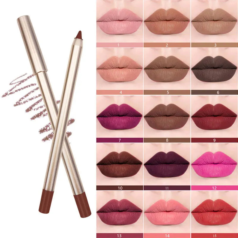 matte natural lip liner high pigment 15colors creamy lipliner pencil