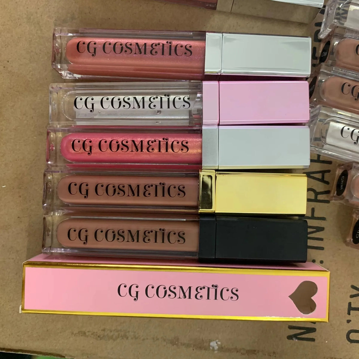 led 7ml fast delivery lip gloss tube with brush new arrival pink mirror lip gloss tube with light and mirror