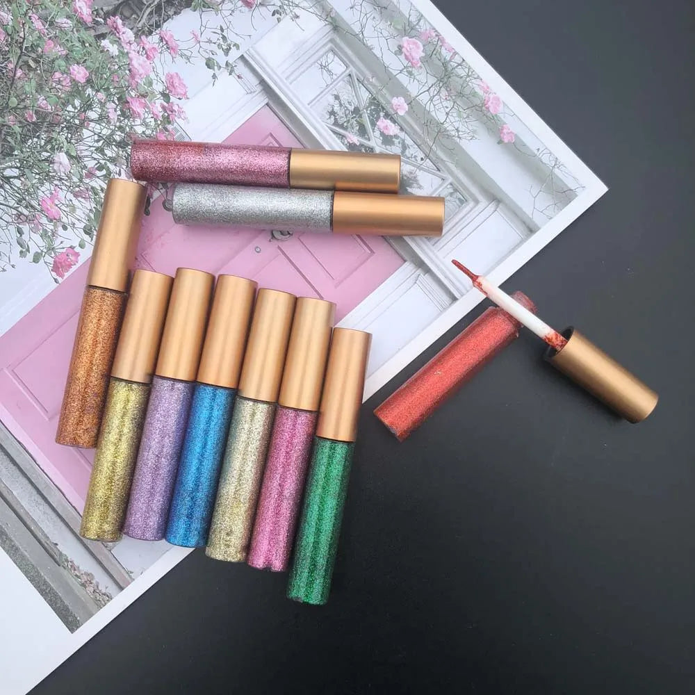 high pigment shinny liquid glitter eyeliner waterproof eyeliner vegan shimmer liquid eyeliner