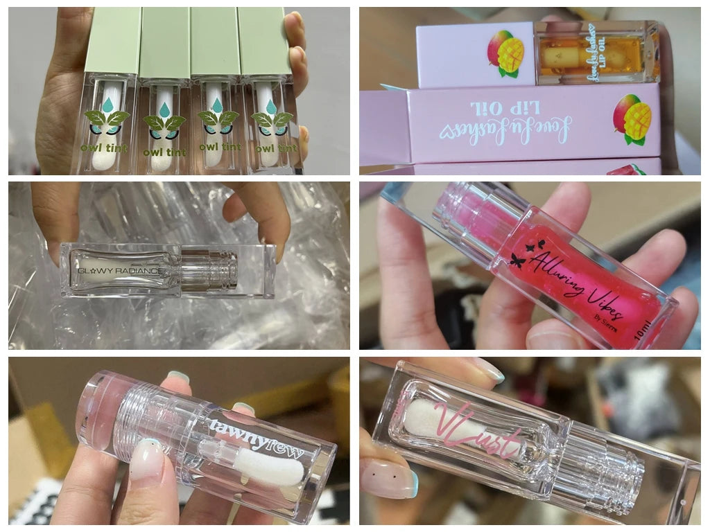 6ml 5ml 4ml 3ml transparent square round clear lip gloss tube empty lipgloss bottles with big wand