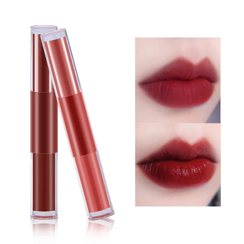 factory double headed 2 in 1 lipstick and lip gloss matte waterproof nude liquid lipstick
