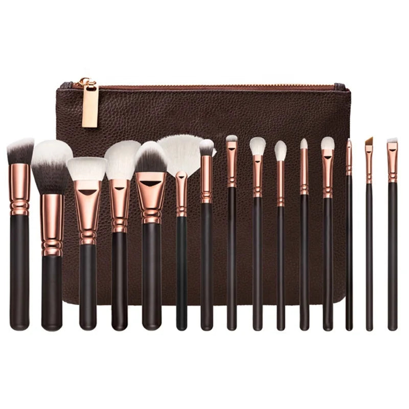 15pcs makeup brushes with pu bag professional makeup brush set lady cosmetics makeup tools