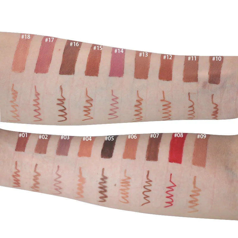 professional 18-color matte waterproof lip liner premium makeup cosmetics