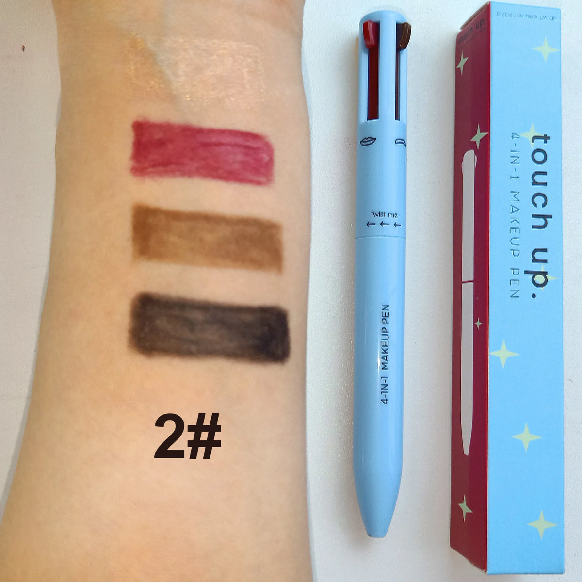 4-in-1 mineral makeup pen with 4 color eyebrow pencil eyeliner lip liner highlighter touch-up makeup