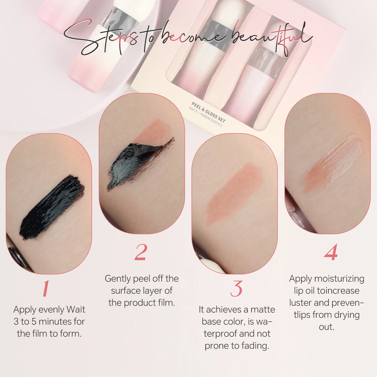 lip makeup moisturizing long lasting waterproof peel of lip stain lip oil matte peel gloss set