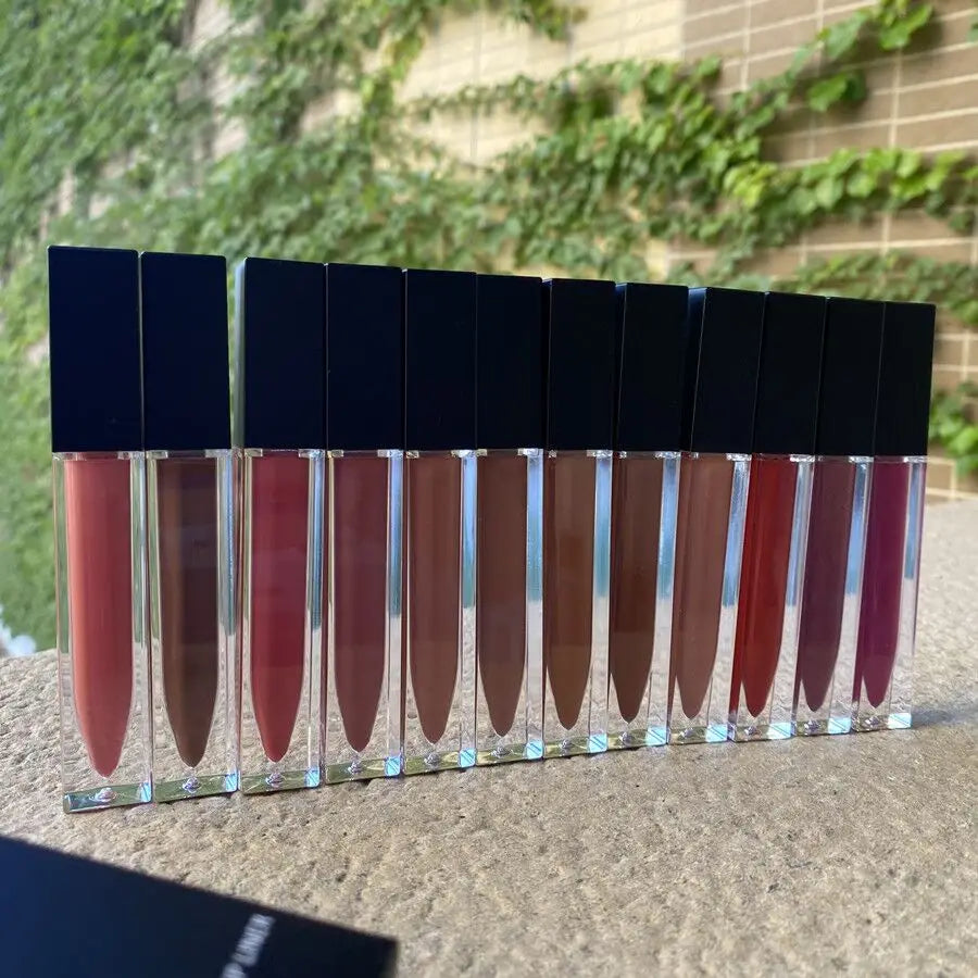 lipstick vegan waterproof matte lip gloss liquid lipstick lip kit lip liner set with pink black package