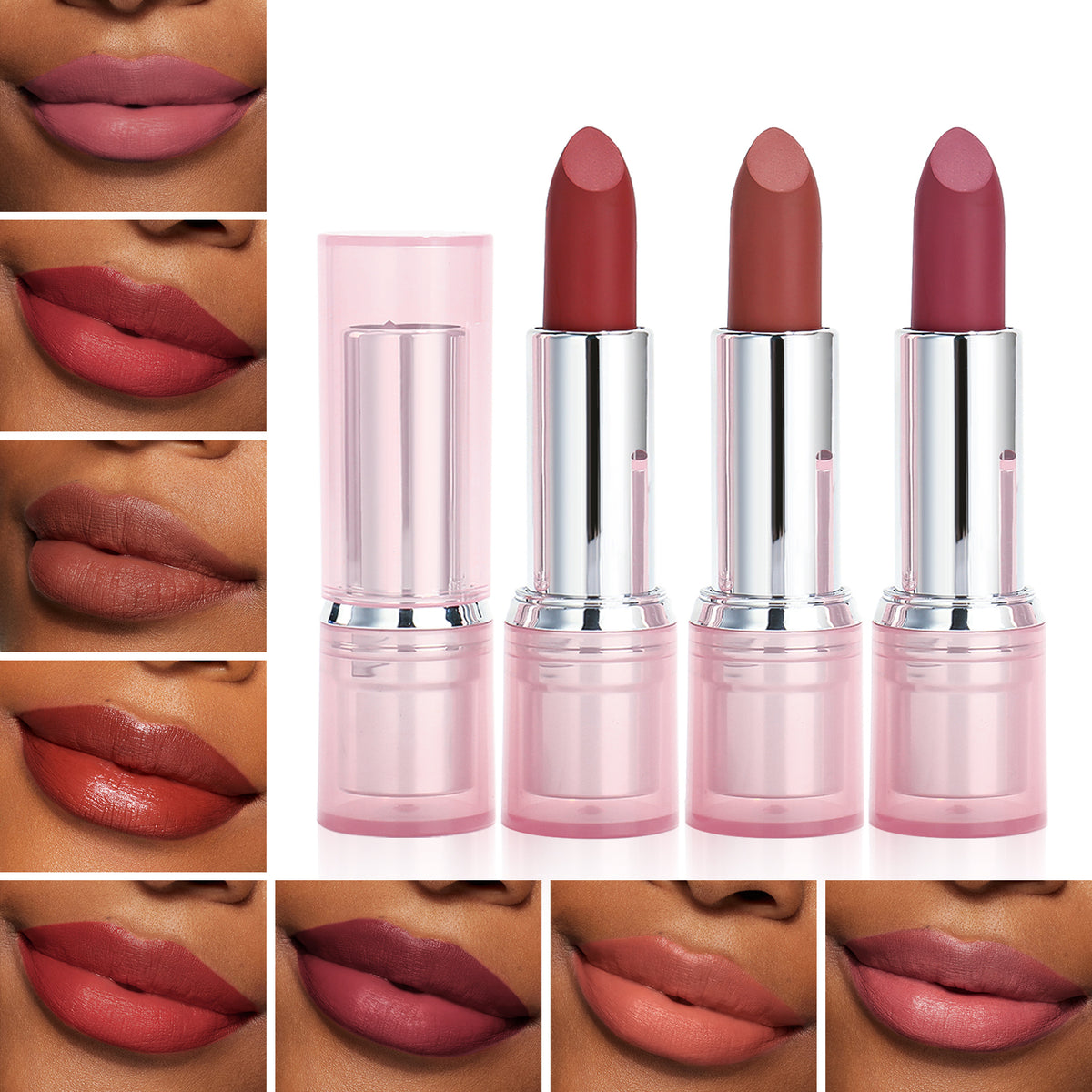 creamy lipstick long lasting smooth vegan pink tube cosmetics matte lipstick