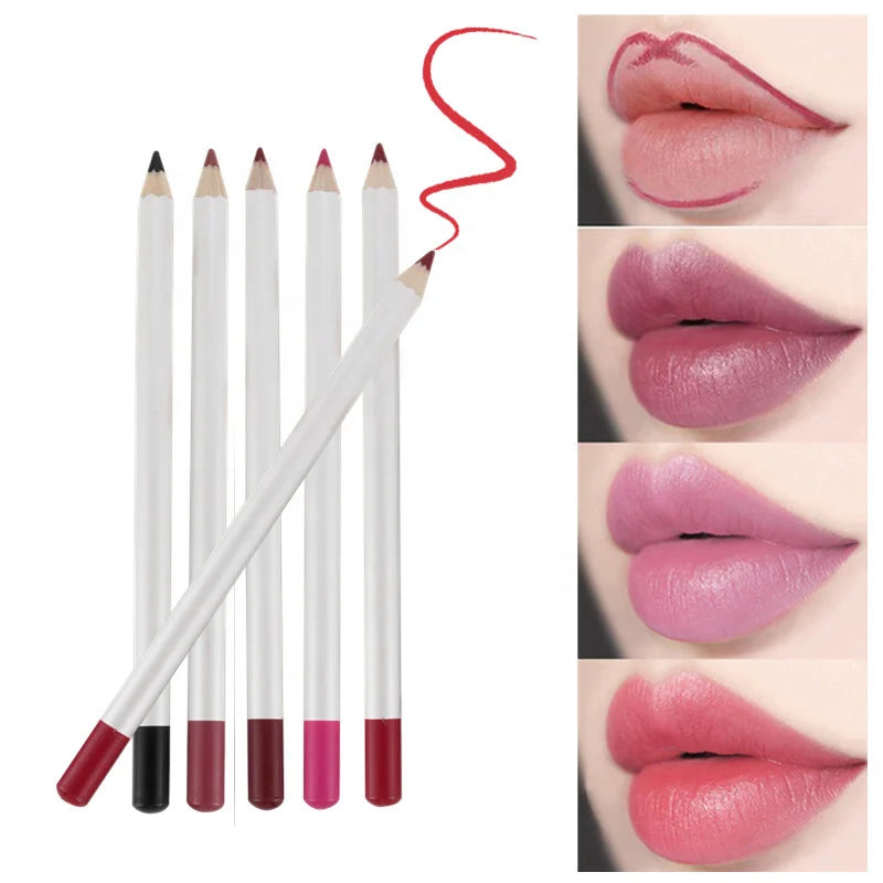 white packaging cosmetic vegan lip liner pencil nude color brown black lip liner pen lip makeup pencil