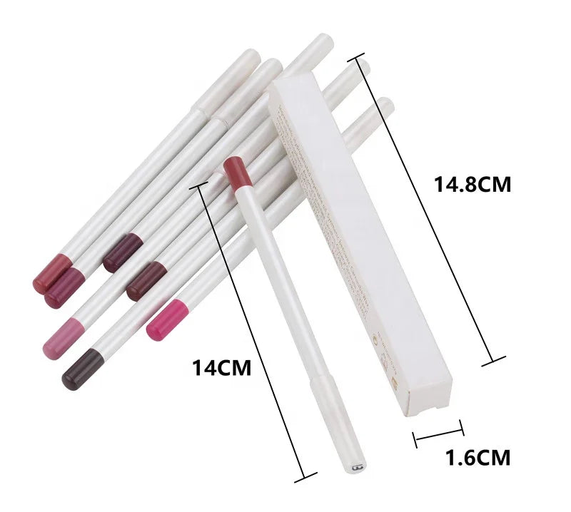 white packaging cosmetic vegan lip liner pencil nude color brown black lip liner pen lip makeup pencil