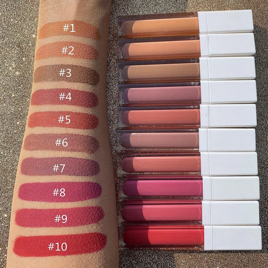 waterproof white tube package long lasting liquid lipstick make your brand nude matte lip gloss