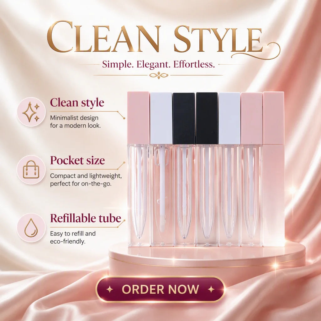 low moq square clear lipgloss packaging cosmetic empty lip gloss tube plastic container