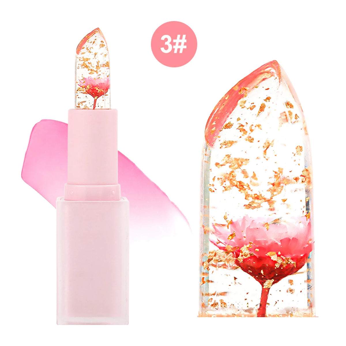 flower crystal lipstick temperature color changing lip balm moisturizing long lasting jelly magic lipstick