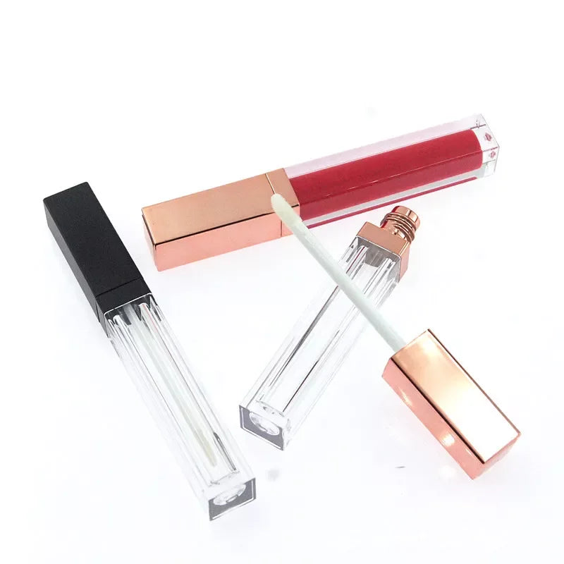 empty rose gold cosmetic plastic lipgloss packaging tube lip oil liptint packaging 5ml lip gloss tube container