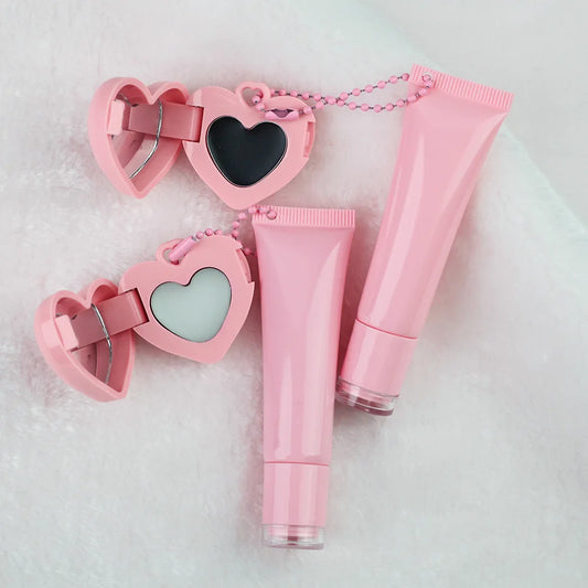 15ml lipgloss with heart shape color changing blush keychain vegan jojoba oil aloe vera high pigment moisturizing lip gl