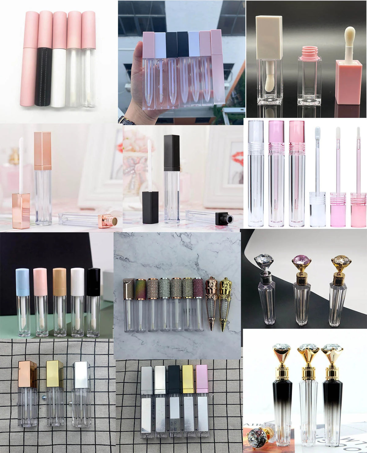 low moq square clear lipgloss packaging cosmetic empty lip gloss tube plastic container