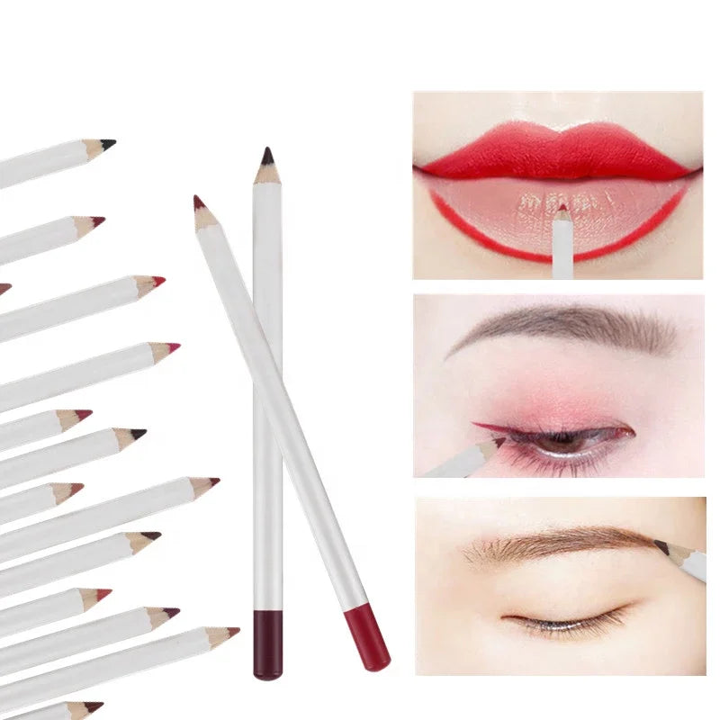 white packaging cosmetic vegan lip liner pencil nude color brown black lip liner pen lip makeup pencil