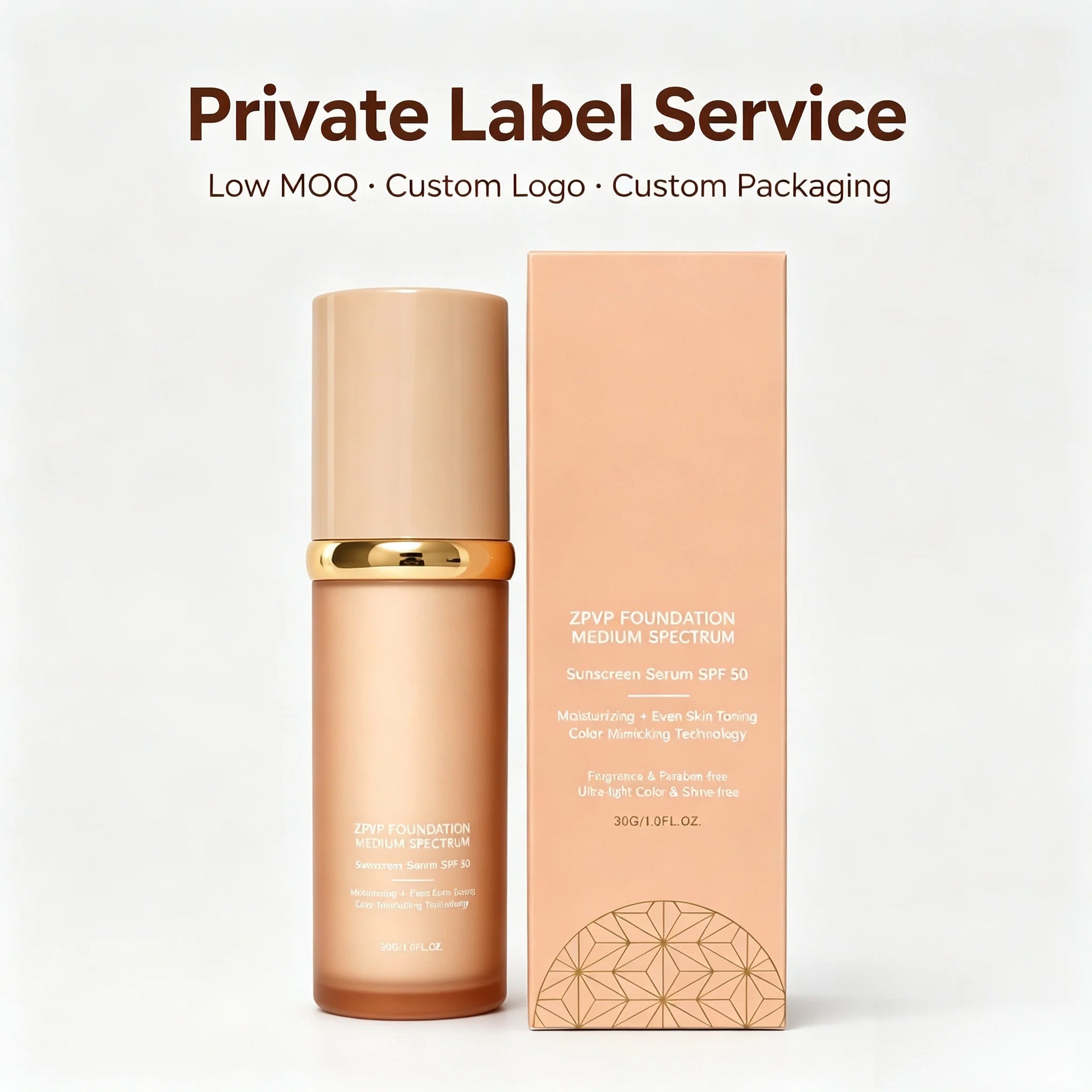 Liquid foundation with SPF 50 sunscreen serum